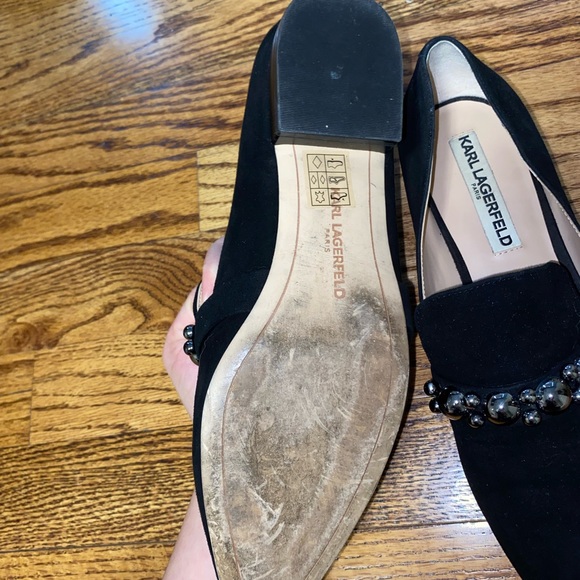 Karl Lagerfeld Loafers Size 7 Black Suede Great Condition Pointed Toe - Picture 2 of 4